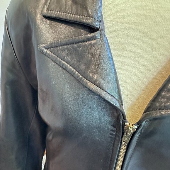 Vintage Black Leather Blazer Style Jacket - Picture 7 of 16